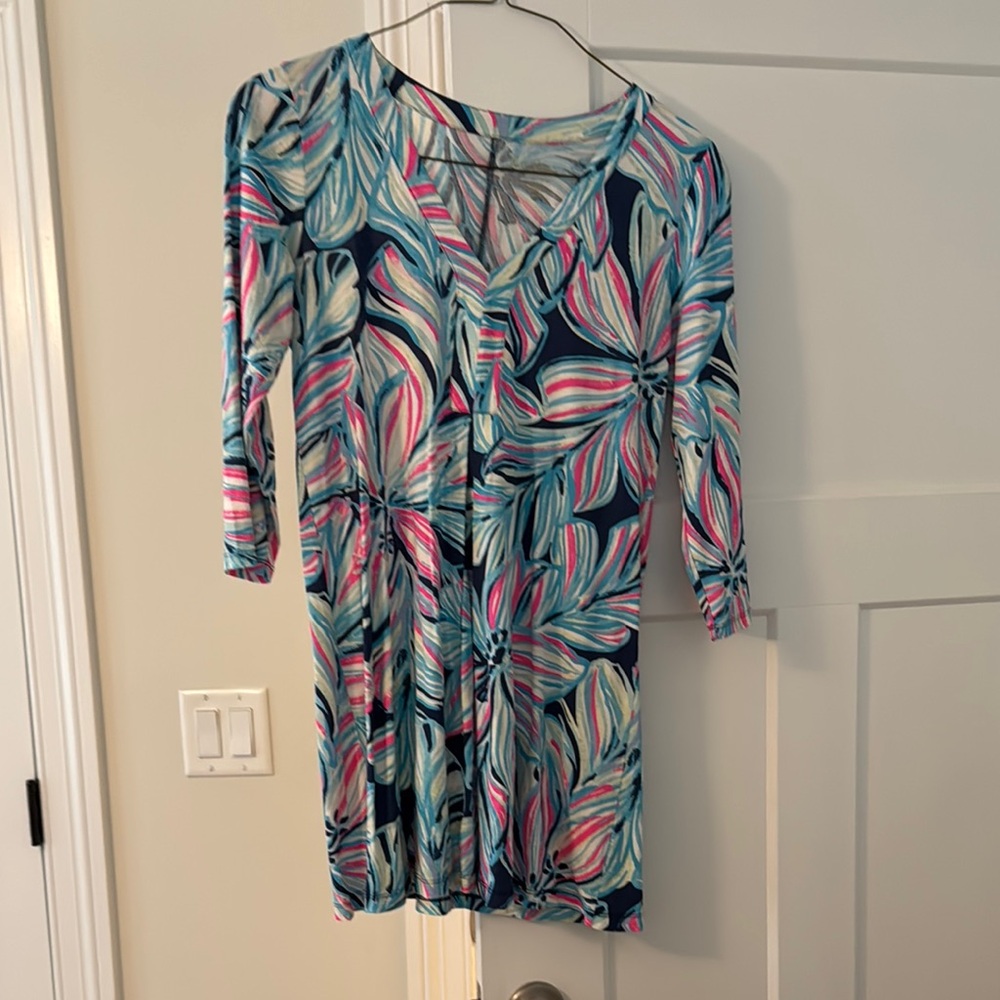 Lilly Pulitzer Blue Pink V-Neck Sundress
